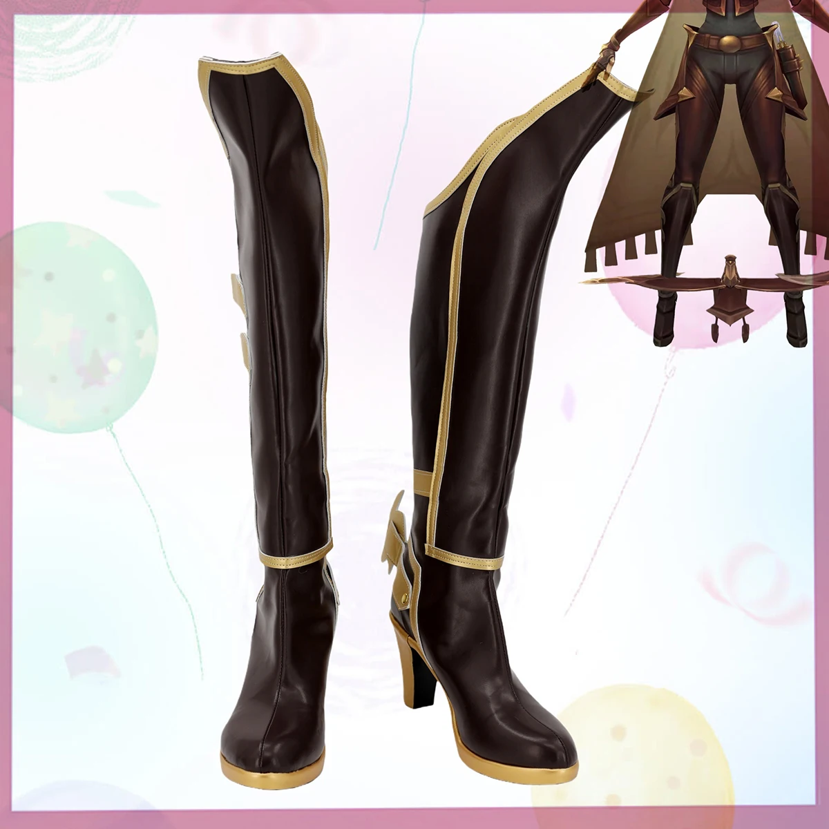 LOL Ashe Western Angel Cosplay Sapatos Botas de salto alto feitas sob medida