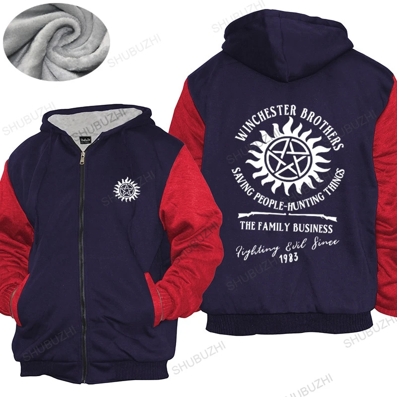 Abrigo cálido de invierno para hombre, tops sueltos, Supernatural Brothers hunun Things, Sudadera con capucha unisex de forro polar, Dean Sam Castiel