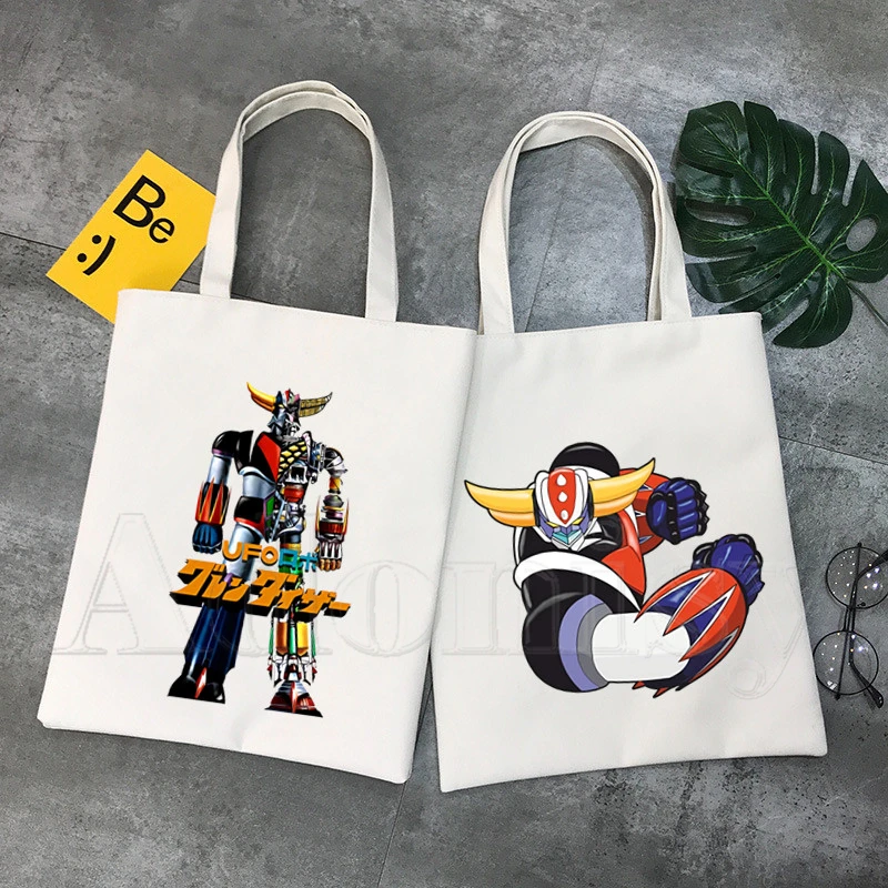 Goldorak Mazinger Z Japanese Anime Robot Shopping Bag Grocery Shopper Shopping Tote Bag Shoping Reusable Bolsa Compra Sacolas