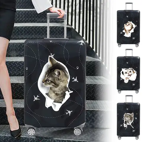 보호대 여행 수하물 가방 보호 커버, 신축성 먼지 커버, 귀여운 고양이 시리즈 인쇄, 18-32 인치
