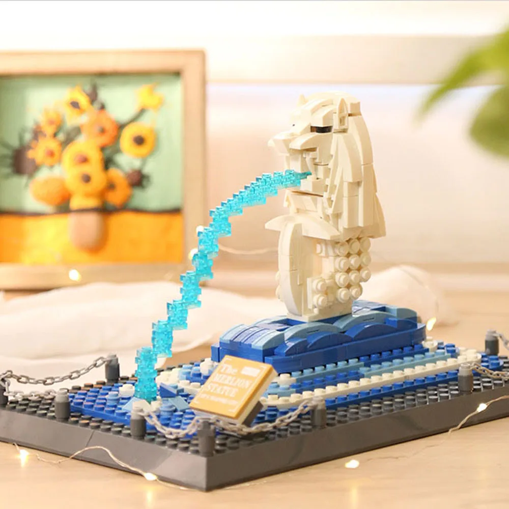 

Creative Singapore Landmark Building Block Merlion Park Model Construction Bricks Modern Architecture Toys Collection For Gifts
