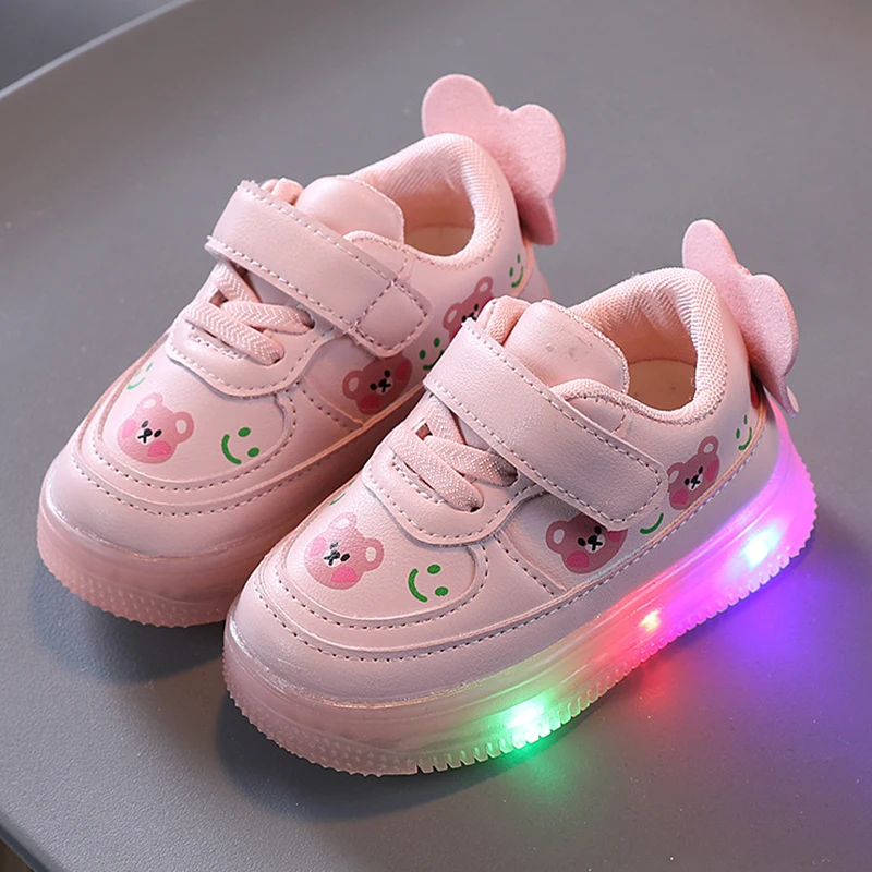 

Size 21-30 Children Glowing Sneakers Kids Princess Boots for Girls LED Shoes Cute Baby Kid Shoes Toddler with Light Soft Sole