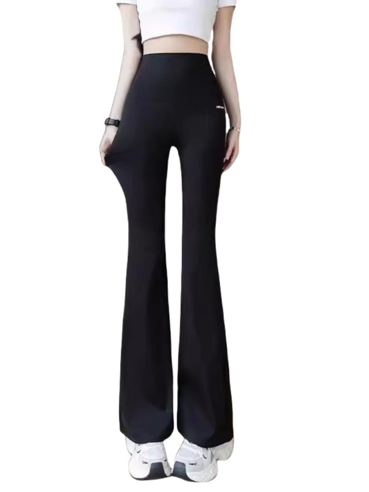 Trendy High Waist Fleece Lined Flared Yoga Pants Women's Spring Autumn Winter Fitness Butt Lifting Shark Pants Outerwear