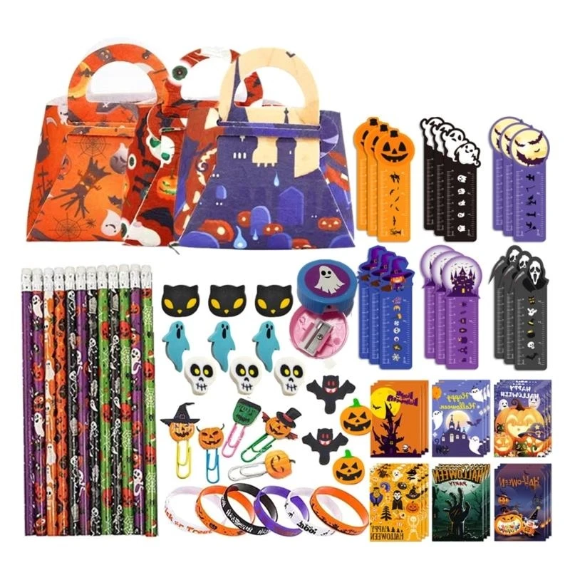 y5lb-ハロウィンパーティーの記念品-子供用ハロウィン文具ギフトセット-トリックオアトリートグッズバッグフィラー-クラスゲームの報酬用