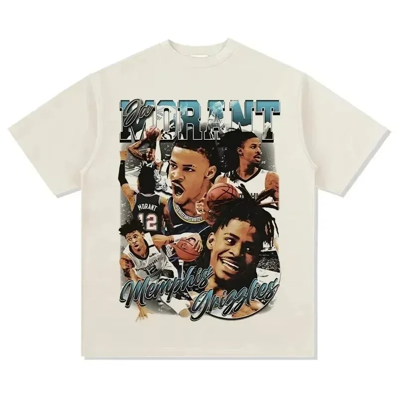 جا مورانت ممفيس وصول جديد قصير الأكمام تي شيرت القطن طاقم الرقبة الصيف القطن المحملة للرجال والأطفال عشاق كرة السلة