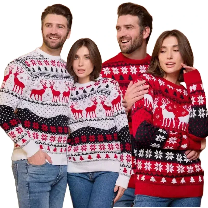 

2026 New Women Men Christmas Sweaters Casual Funny Cute Christmas Tree Snowflake Reindeer Santa Xmas Knitted Pullover Jumper Top