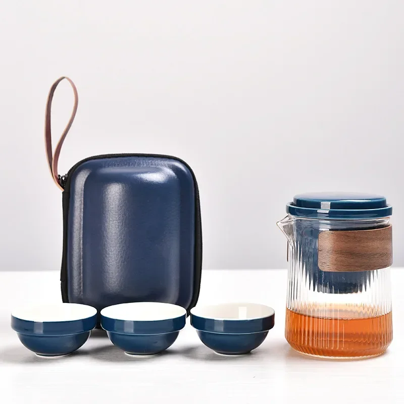

New Portable Quick Travel Tea Set, One Pot, Three Cups, Car Outdoor Office Ceramic Set