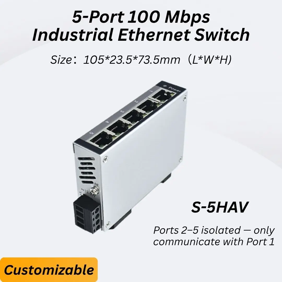 

5-портовый 10/100M VLAN изоляционный промышленный коммутатор Ethernet, крепление на DIN-рейку, молниезащита, широкая температура, стабильная сеть