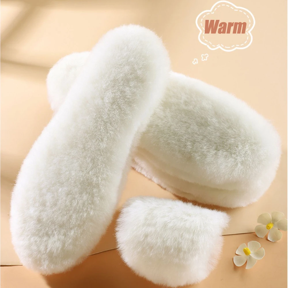 4/2 Stück natürliche Schaffell-Wolleinlegesohlen für Schuhe Männer Winter Füße warm verdicken flauschige Fleece Schuheinlegesohlen Damen Schneestiefel Schuhpolster – Detail 13