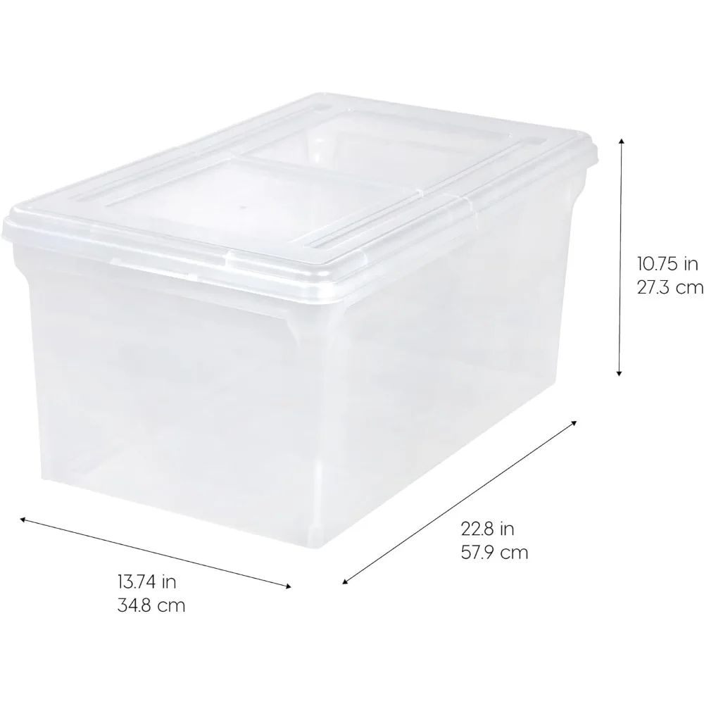 

Clear Plastic File Organizer Box with Split Lid, Stackable Storage Tote for Letter/Legal Documents, 44 Qt 5-Pack