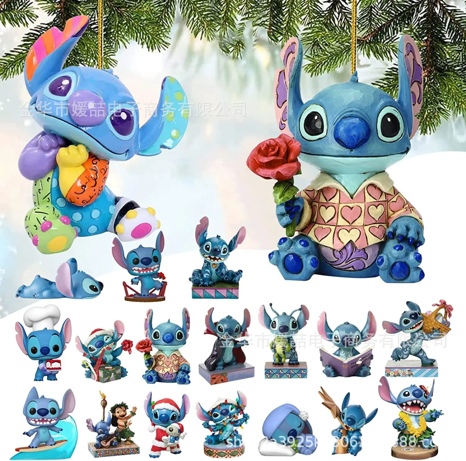 

18pcs 2D Acrylic Plate Disney Stitch Christmas Decoration Anime Figure Model Christmas Tree Pendant Car Pendants Room Ornaments