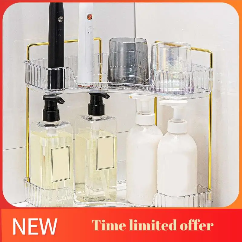 

Corner Bathroom Counter Organizer Bathroom Countertop Shelf Makeup Organizer For Vanity Perfume Tray (2 Tiers) Durable A