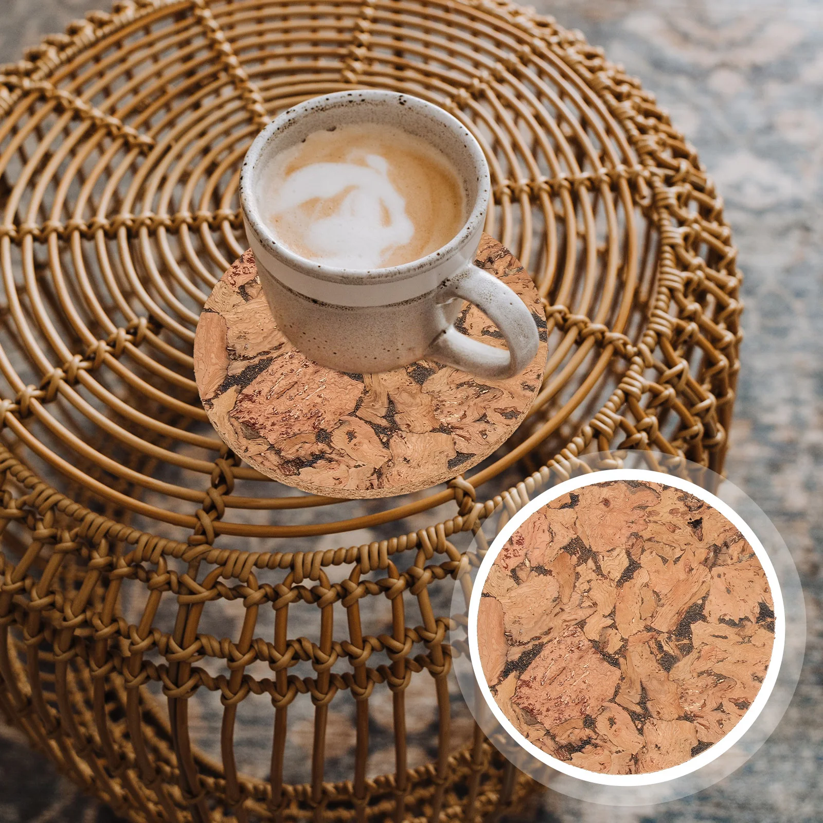 

3Pcs Wood Cup Mat Premium Cork Coaster Set Anti-Slip Heat Insulated Drink Pad for Dining Table Countertop Protection Decor