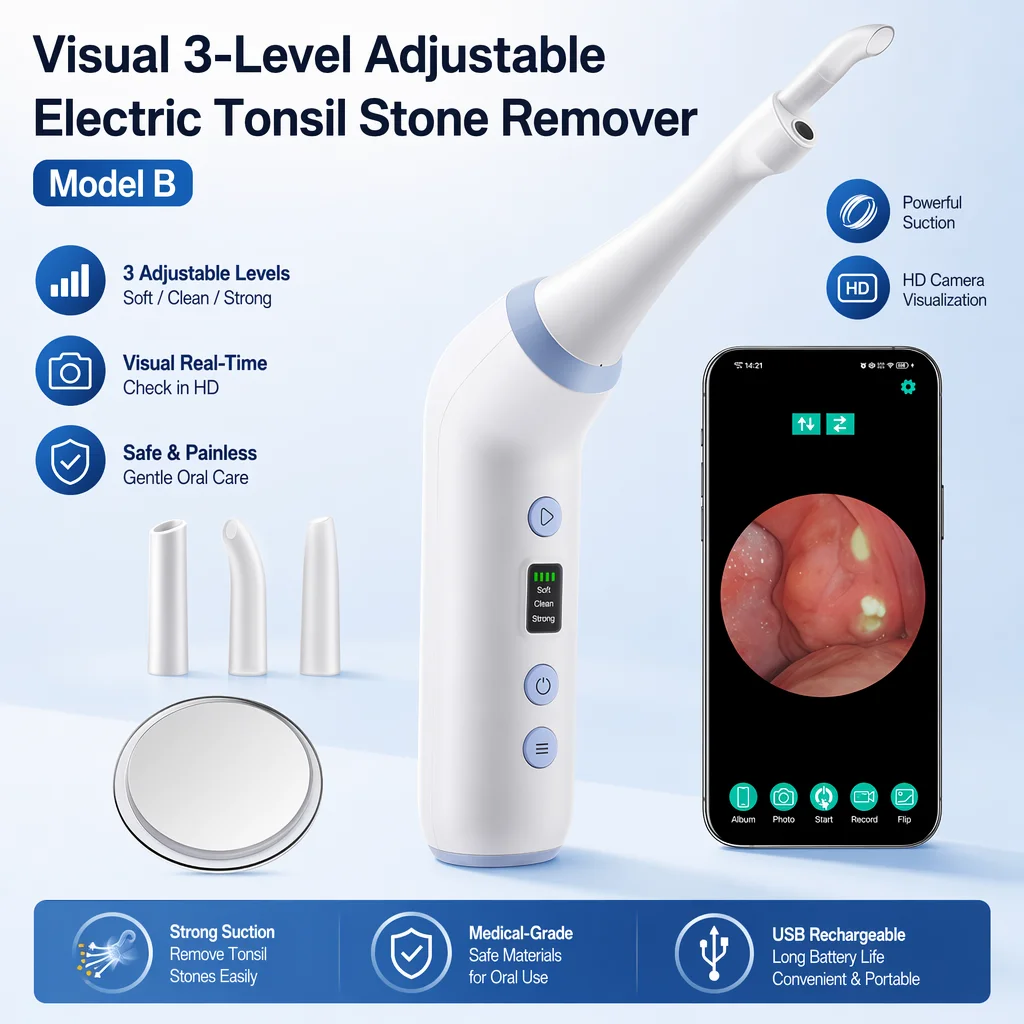 Electric Visual Tonsil Stone Remover Tonsil Stone Removal Kit Vacuum With Irrigation Syringe Instant Suction Tonsil Stone Remova