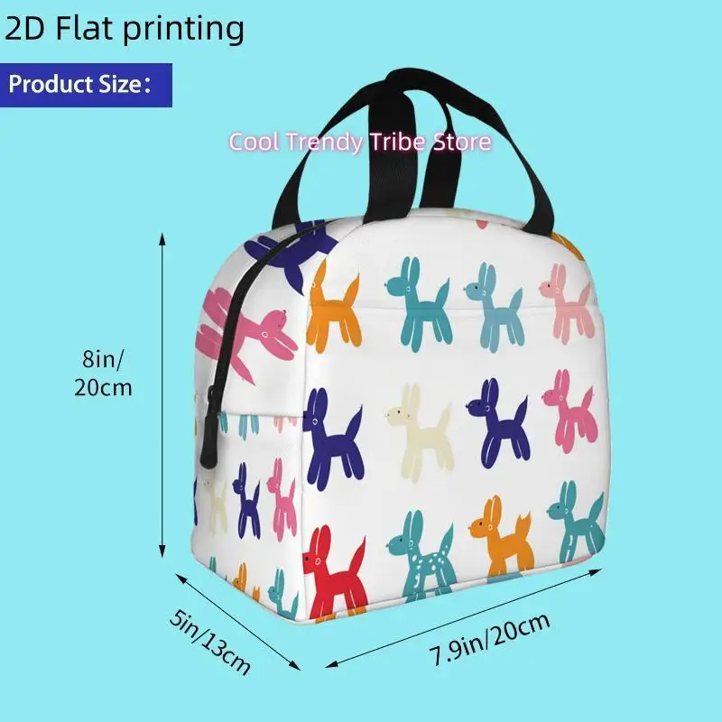 1pc, Vibrant Balloon Dogs in Different Colors Against a White Backdrop. Printed Insulated Cooler Bag - Reusable And Portable for