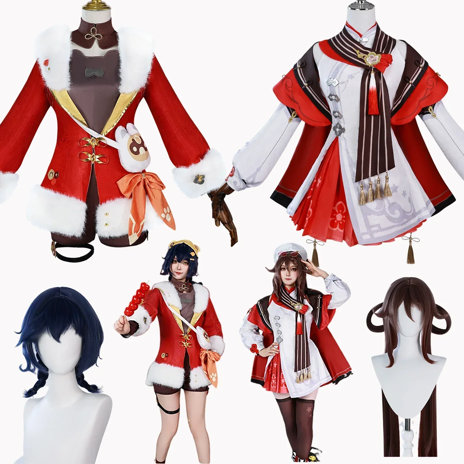 

Hutao Genshin Impact Cosplay Walnut Lantern Festival Costume Suzhou Xiangling New Year's Eve Joy Cosplay Dress for Women