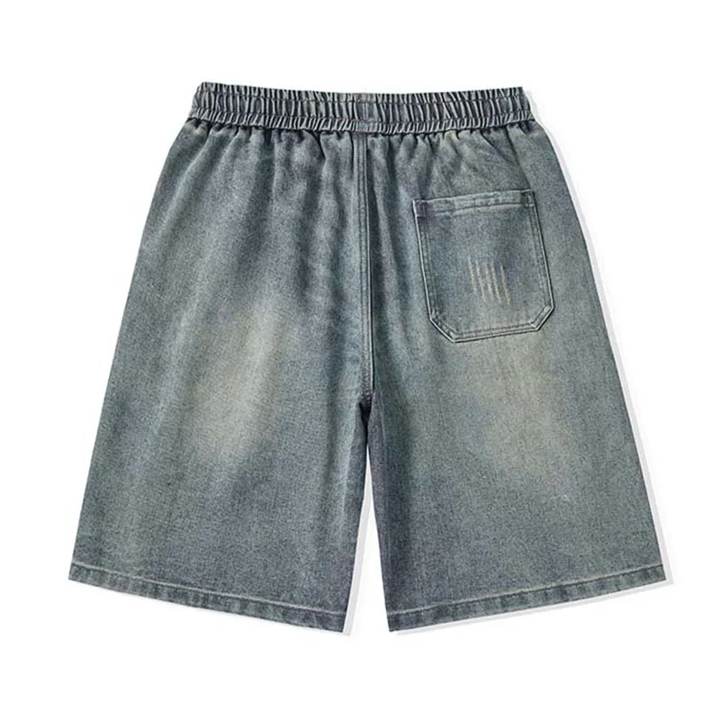 Vintage Hi Street Cargo Denim Shorts Elastic Waist Harakuju Jeans Shorts For Male Summer