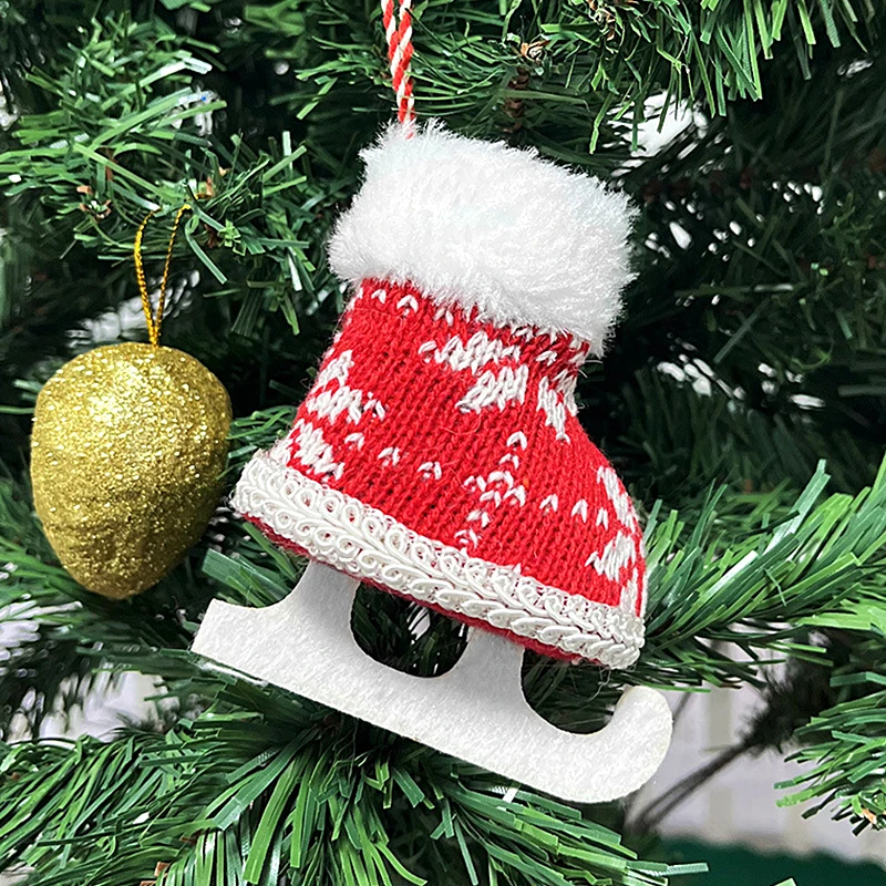 Christmas Hanging Ornaments Knitted Ice Skates Shoes Pendant Christmas Tree Hanging Ornaments Christmas Decoration For Home