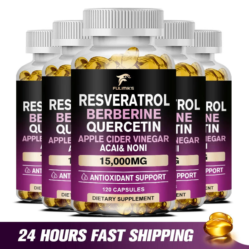 Resveratrol Capsules - Vitamin C & E, Skin, Antioxidant Supplement to Support Circulatory Health & Overall Wellness - Non-GMO