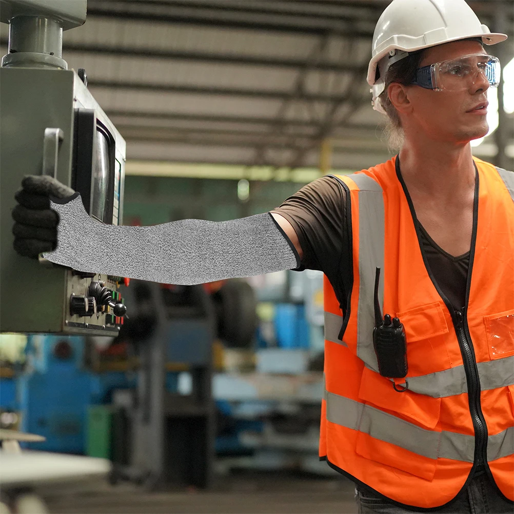 

2pcs Cut Resistant Arm Sleeves Thumb Hole Protective Work Gear For Construction Carpentry Machinery Arm Protection Sleeve For