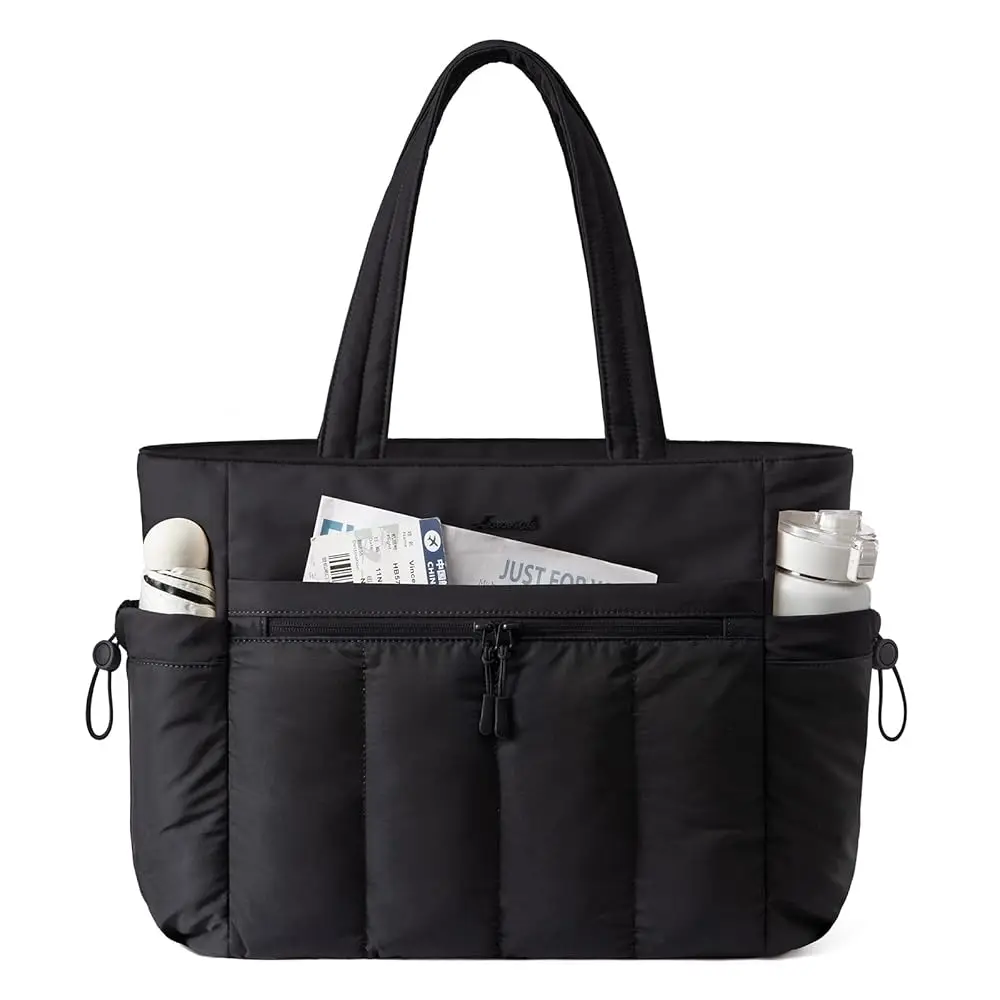Puffer Laptop Bag for Women, Ultra-Lightweight Work Bag Tote w/Organized Compartments, 15.6/17.3, for Travel&Work