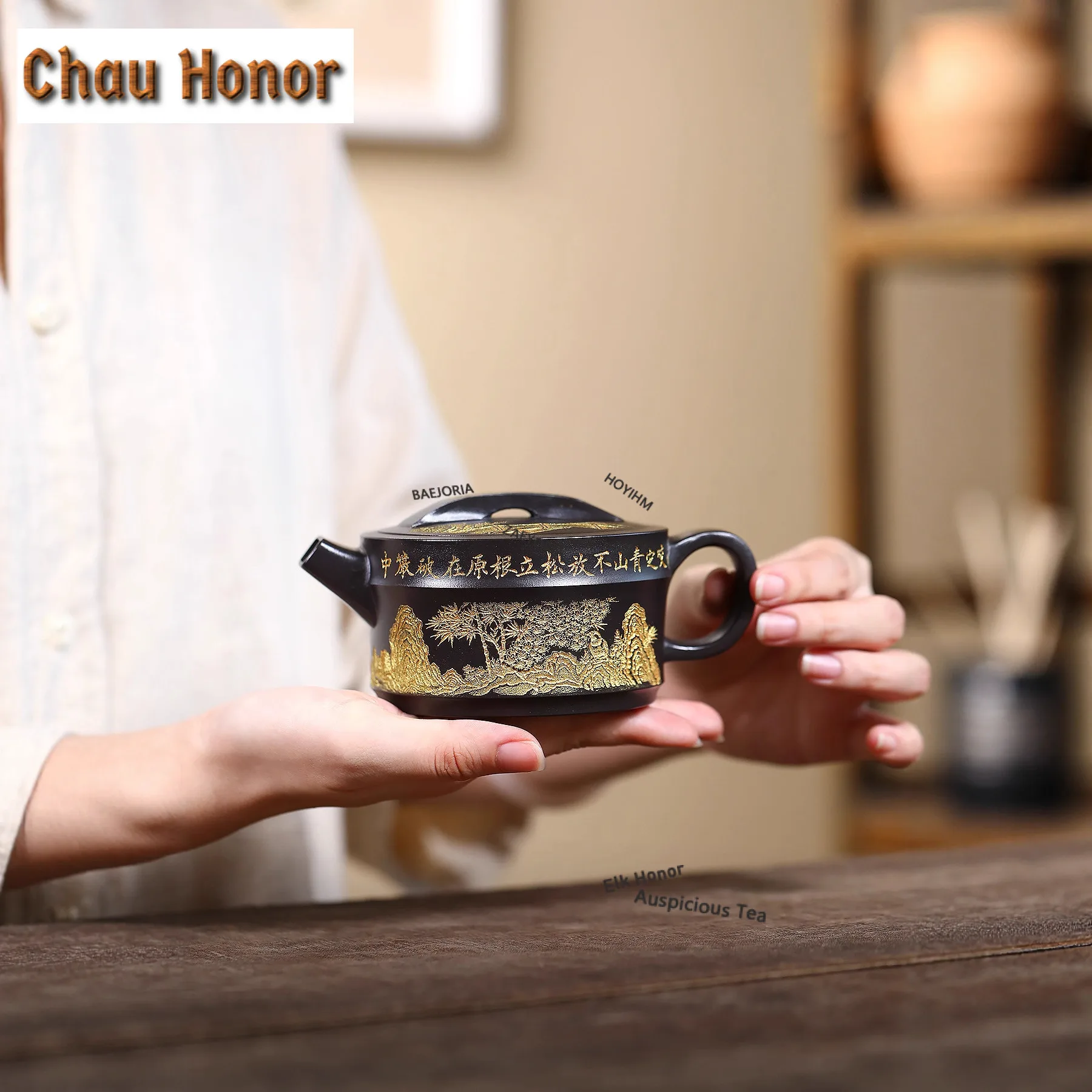 

280ml Ancient Yixing Purple Clay Teapots Artists Handmade Big Caliber Pot Raw Ore Black Nephrite Mud Kettle Zisha Tea Set Gift