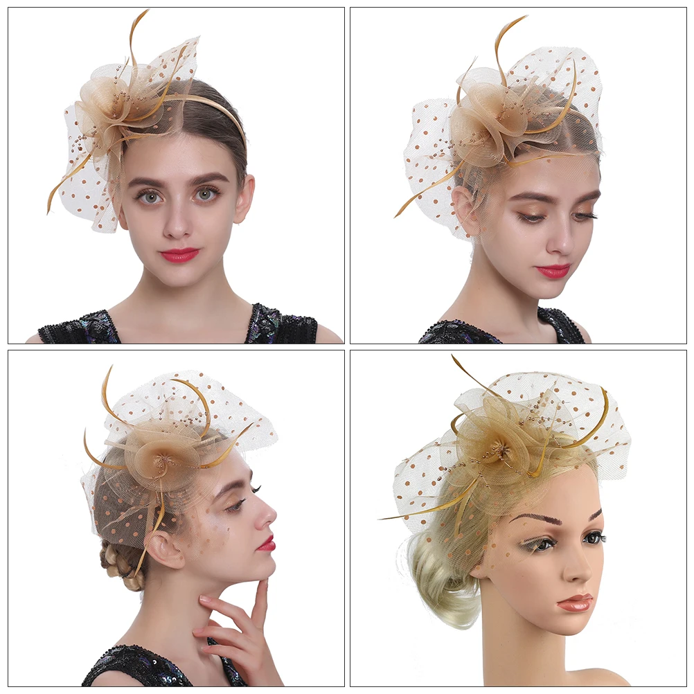 

Elegant Vintage Lace Fascinator Hat Mesh Headband Headdress for Party Wedding Halloween Christmas Photo Props Wedding Hair Band