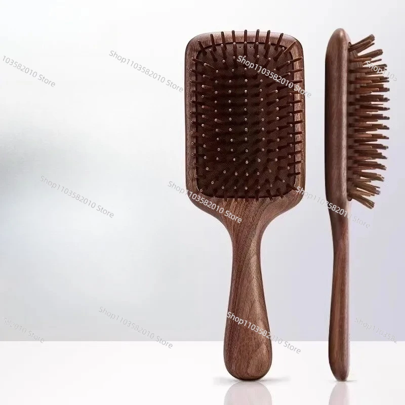 Wooden walnut  scalp massage meridian comb women's special air cushion large board comb Qixi Festival gift box