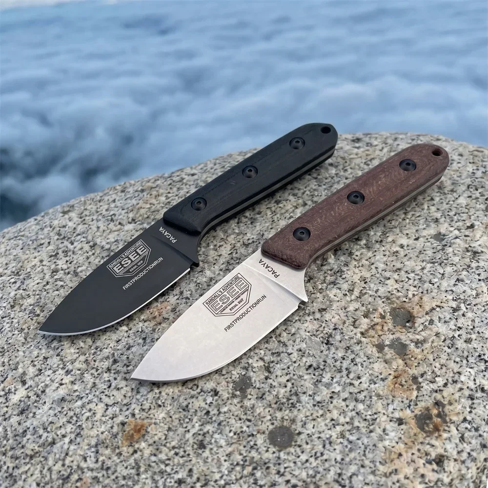 Cuchillo de caza con hoja fija ESEE, con funda de Kydex y mango de Micarta, cuchillo multiusos portátil para actividades de supervivencia y uso diario, ideal para acampar y actividades al aire libre.