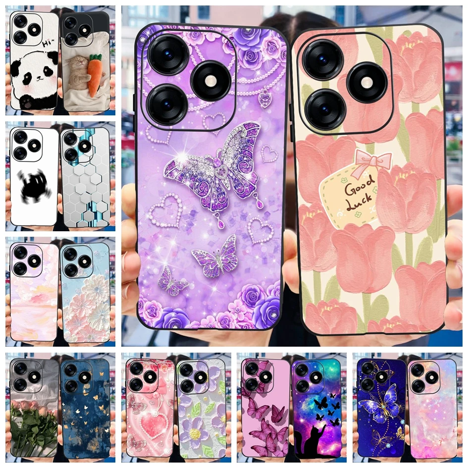 For Tecno Spark 10 Pro 10C Phone Case Popular Flower Soft Black Silicone Bumper For Tecno Spark10 4G 10Pro Fundas KI5q KI7 Cover
