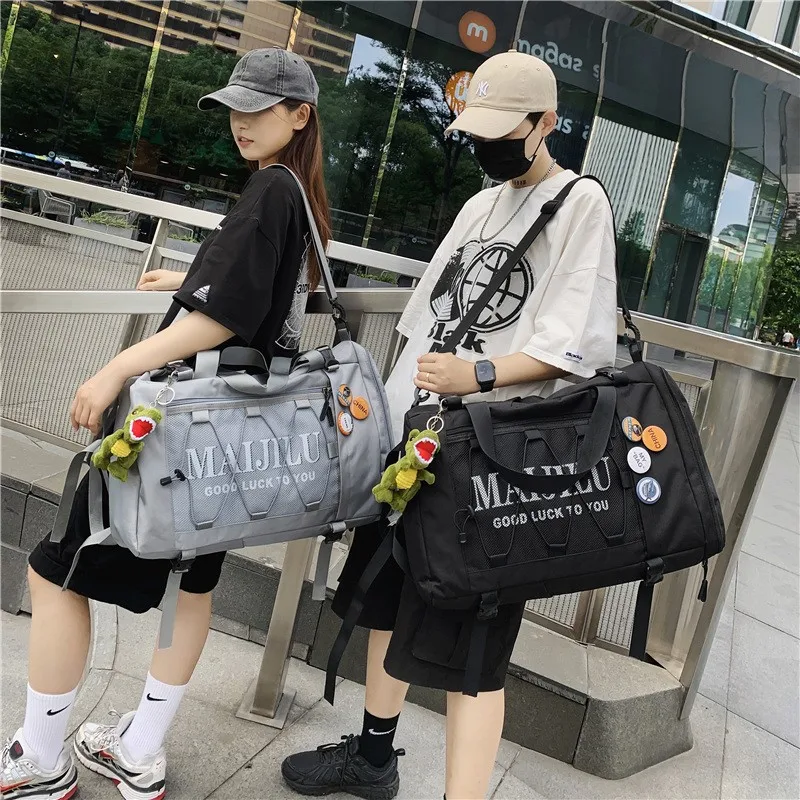 Bolsas de viaje de estilo Hip Hop para hombre y mujer, mochila deportiva de gran capacidad, resistente al agua, para fin de semana, tipo mensajero, 2024