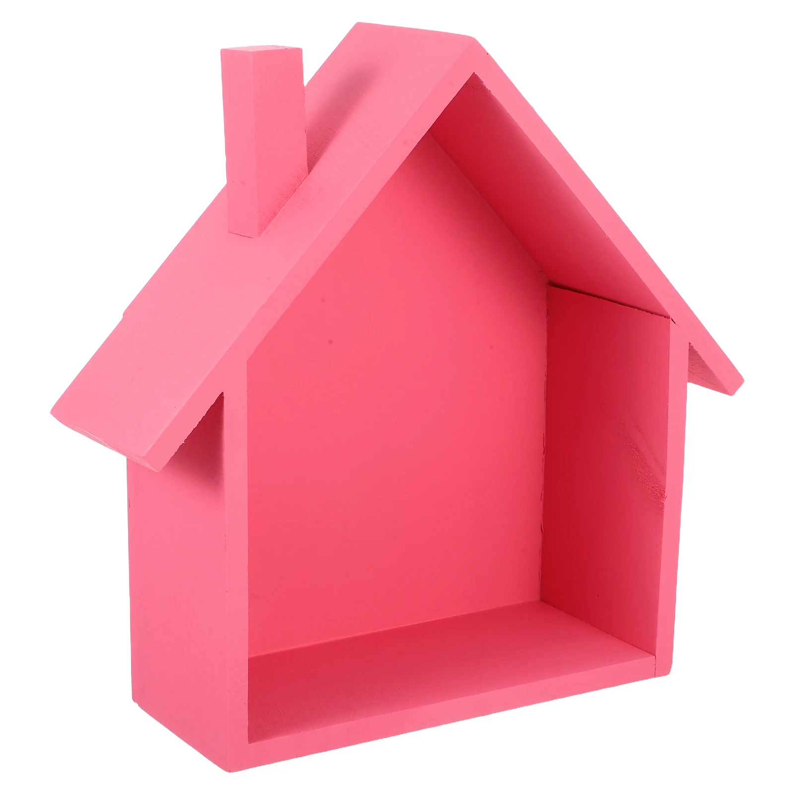 

Wooden Wall Shelf House Shape Storage Rack Decorative Home Bedroom Living Room Floating Shelves Natural Wood Material