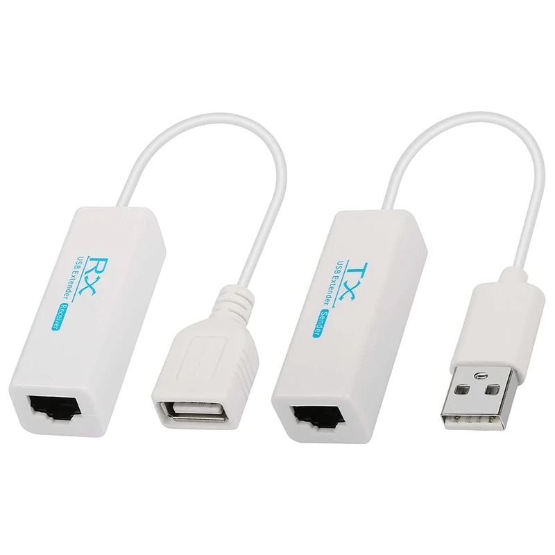 

2PCS USB Extender To RJ45 Connector,USB 2.0 To RJ45 Ethernet LAN Extender Extension Adapter Cable Up To 200 Meter