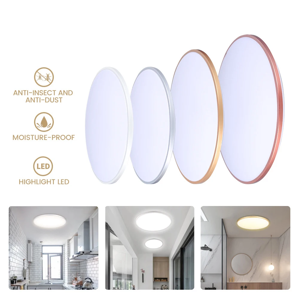 3 Colors LED Ceiling Lamp Waterproof Dustproof Bathroom Ceiling Light Fixtures For Living Room Bedroom 220V