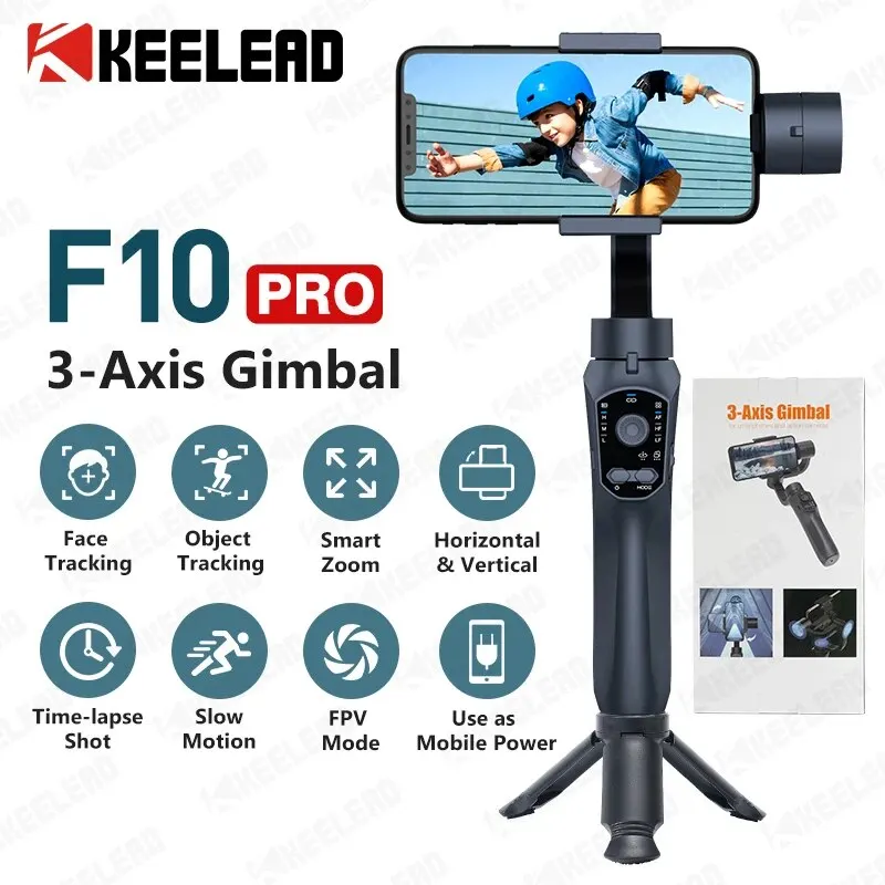 F10 3 Axis Gimbal Stabilizer for Smartphones, APP Support Face Tracking, Zoom, Panoramic Photos, for Anti Shake Video Recording