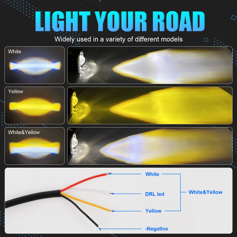 NLpearl Motorrad-Scheinwerfer, zusätzliches LED-Nebelscheinwerfer, Entdecker, Offroad, Angel Eyes, LED-Licht, Strahler, Licht, tragbar, Fahren