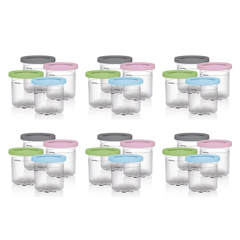 

N04R 24X Ice Cream Pints Cup,With Lids For Ninja Creami Pints NC301 NC300 NC299AMZ Series Ice Cream Maker
