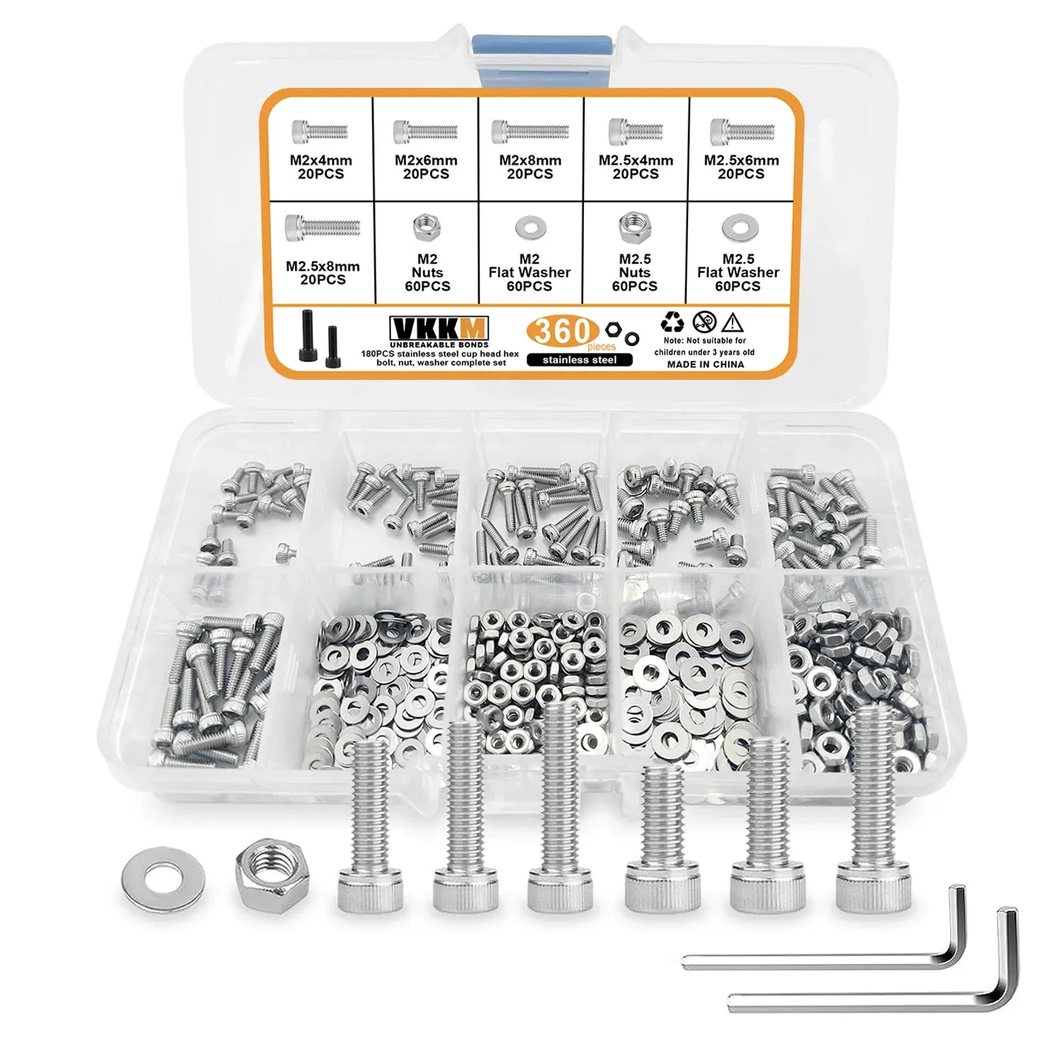 

VKKM360Pcs Stainless Steel Cylindrica Head HexSocket Bolts Can Be Used for VariousEngineering Needs Such As Mechanical Equipment