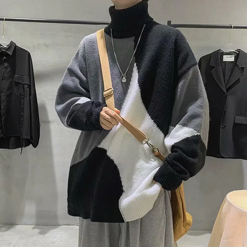 

Модный длинный вязаный свитер Све, повседневный свободный крой, цветная блузка с капюшоном, теплый статический раздавливающий полиэфирное волокно