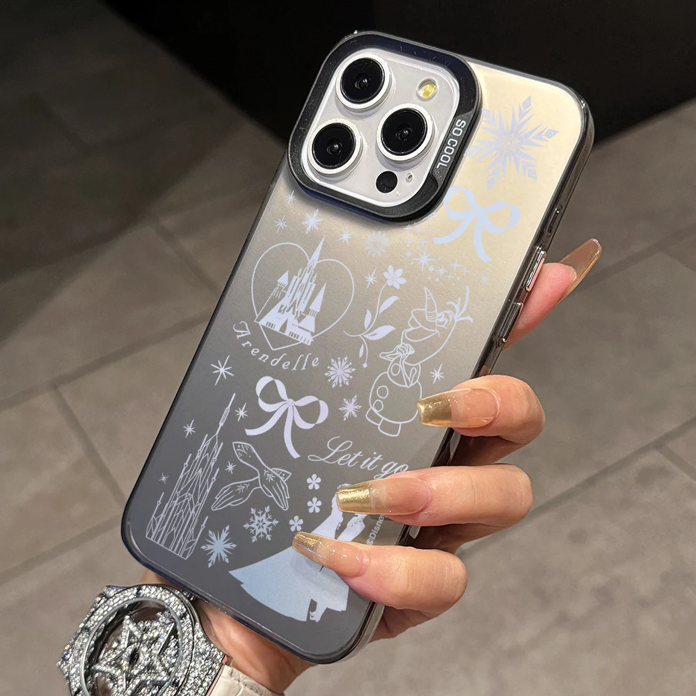 Frozen Elsa Anna Phone Case for Vivo Y50 Y33s Y30 Y22 Y21 Y21s Y21t Y15s V29 V25 S17 S12 Pro 5G Matte Colorful Silver Hard Cover