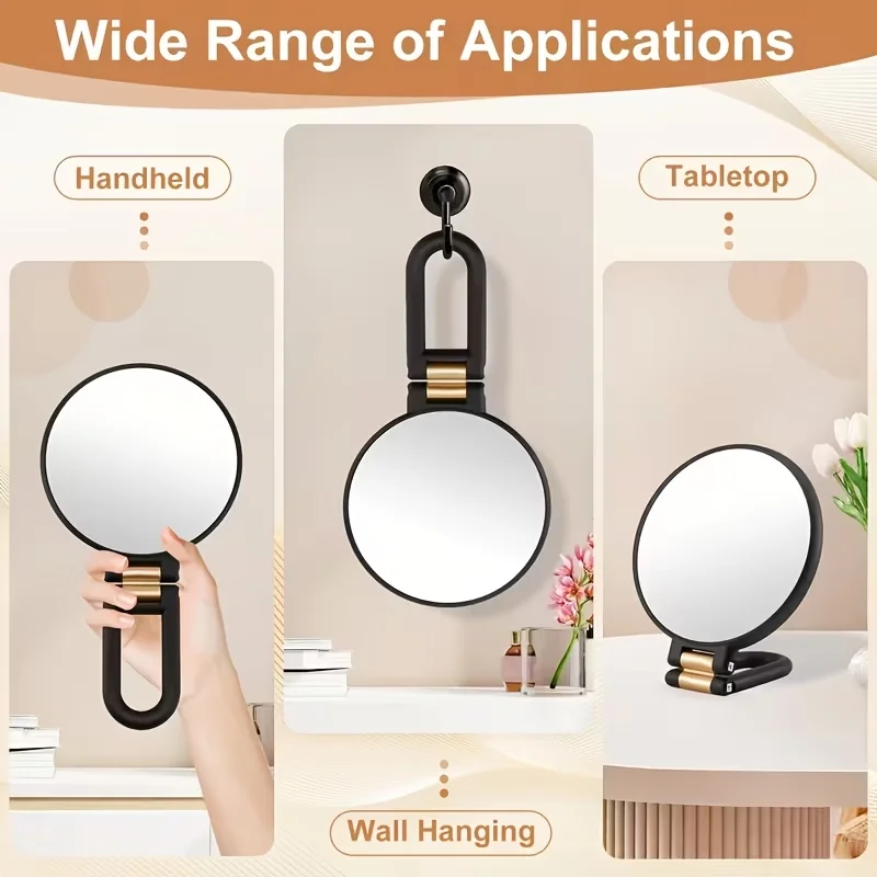 60-fach doppelseitiger Handspiegel, 1x/80x HD-Schminkspiegel, ABS-Klappspiegel für Schreibtisch & Aufhängung für Zuhause, Büro und Reisen – Detail 4