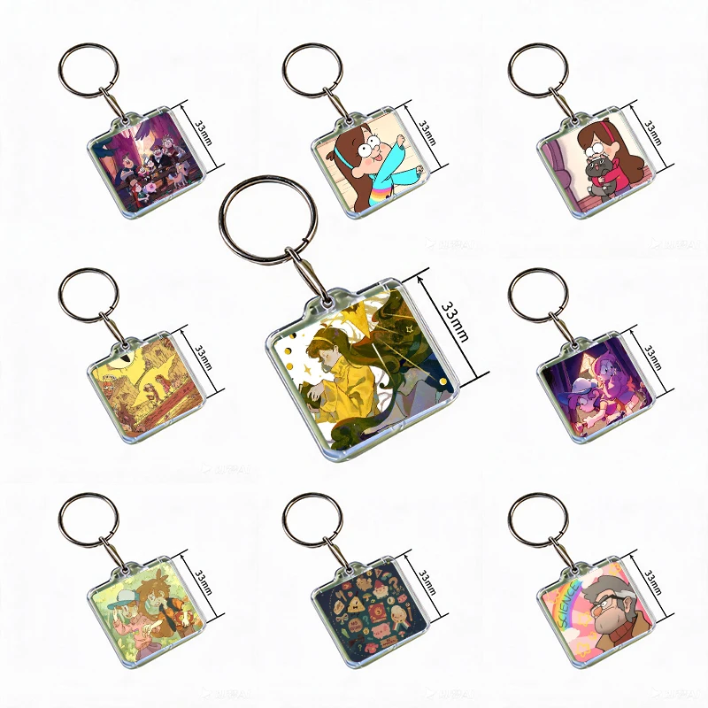 Anime G-Gravity Falls Acrylic Keychain Handmade Hanging Ornaments for Clothes Backpack Decoration Accessories Gifts with Friends