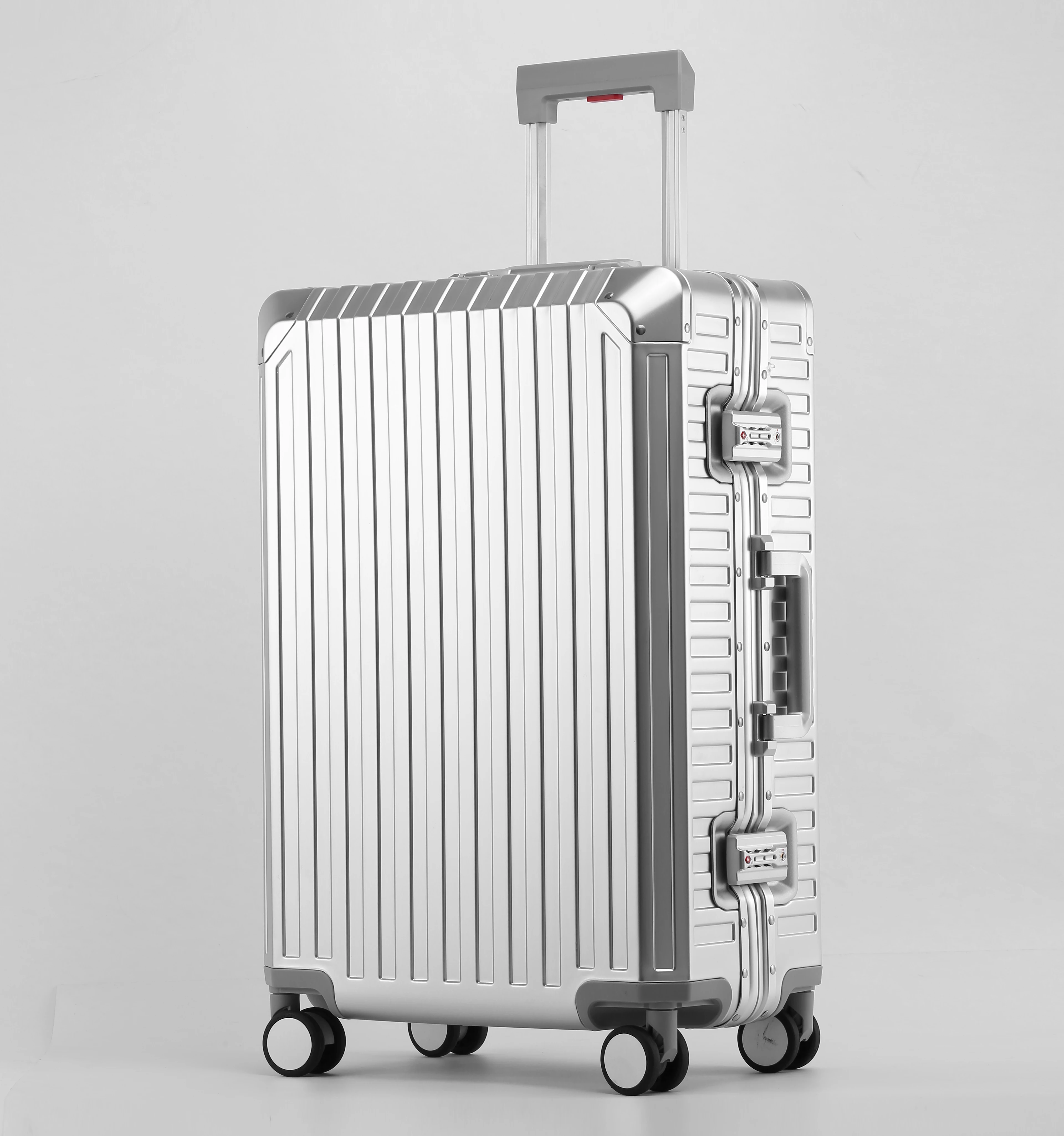Nieuwe Stijl Alle Aluminium 20 "24" 28 "Inch Reiskoffer Carry op Luxe Koffer Metalen Trolly tas Universele Wielen