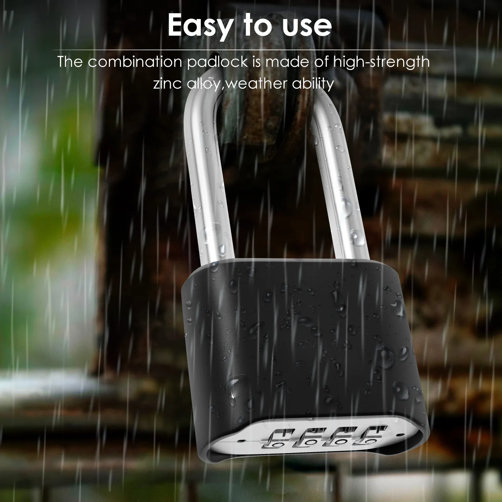 الثقيلة قفل مجمع تكبل طويل 8 مللي متر سميكة 4 أرقام قفل خزانة مانعة لتسرب الماء في الهواء الطلق قفل مجمع للبوابة ، سقيفة #5