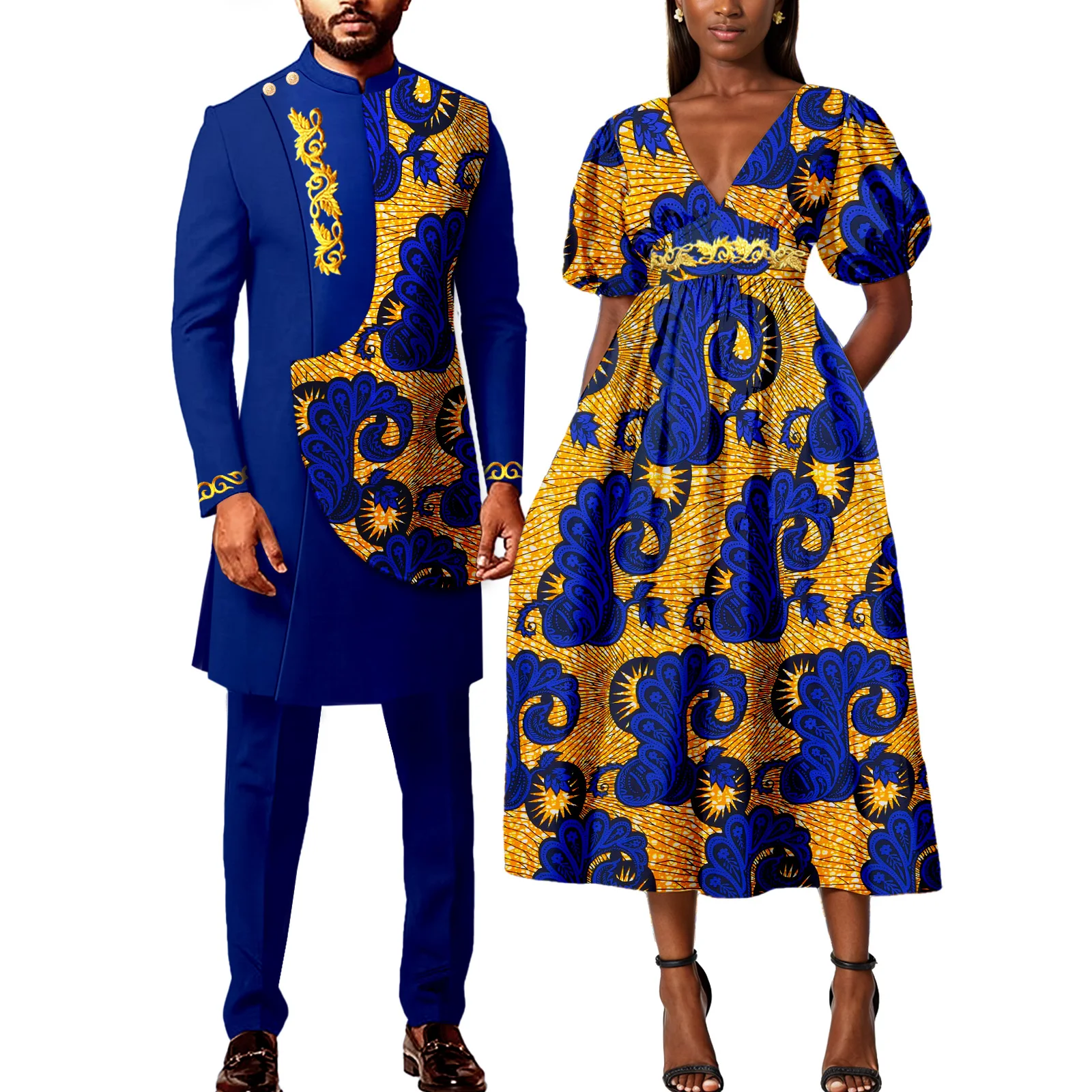 

Африканские наряды для пар, женское платье, одежда Kente с принтом Анкары или мужские костюмы Dashiki