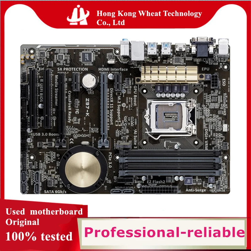 Per la scheda madre Intel Z97 Z97-K Usato originale LGA 1150 LGA1150 DDR3 32GB USB2.0 USB3.0 SATA3 Scheda madre desktop