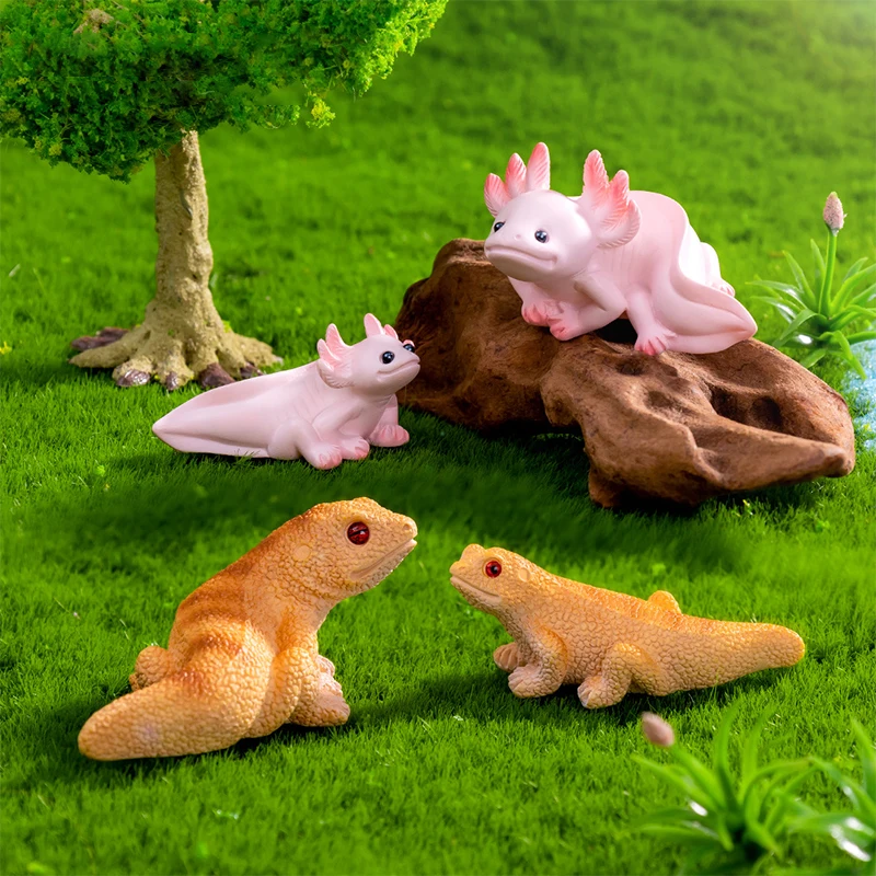 Lagarto simulado Axolotl sapo modelo regalo artesanía de resina figura en miniatura pequeña para bonsái micropaisaje jardín DIY decoración del hogar