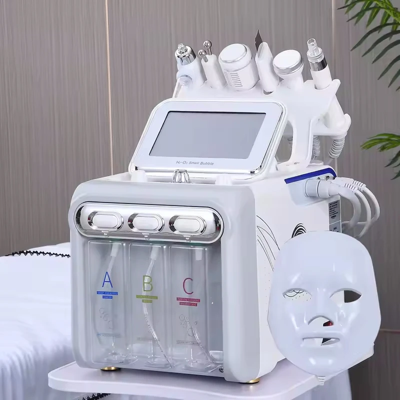 

7 in 1 Ultrasonic Hydra Skin Care Facial Device Ice Blue Smart Oxygen Bubble Detector for Deep Cleaning And Moisturizing
