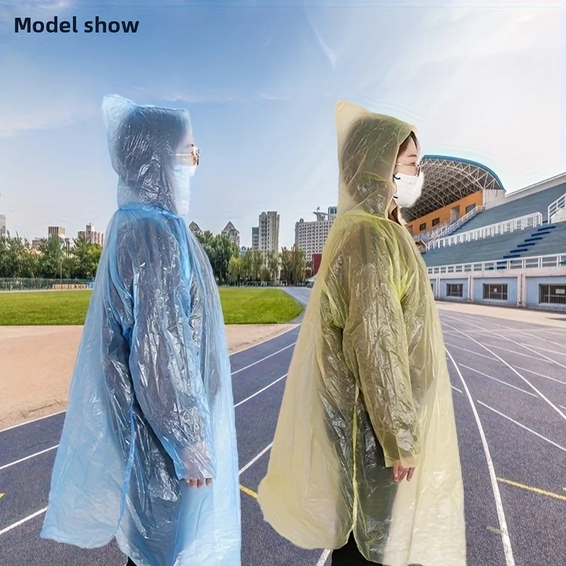 5/10 Stück Kompakter Einweg-Regenponcho Leichter Notfall-Regenschutz für Outdoor-Camping Wandern Reisen Regenschutz-Ausrüstung – Detail 7