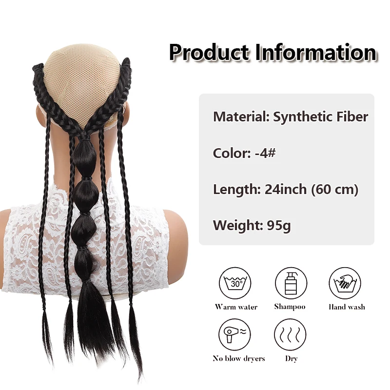 Extensiones de cabello trenzado media cabeza estilo elfo con clips BB, fibra sintética para mujeres, fácil de colocar en la parte trasera 4